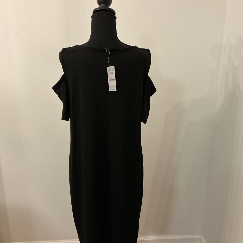 White House Black Market Black Cold Shoulder Top - Picture 3 of 5
